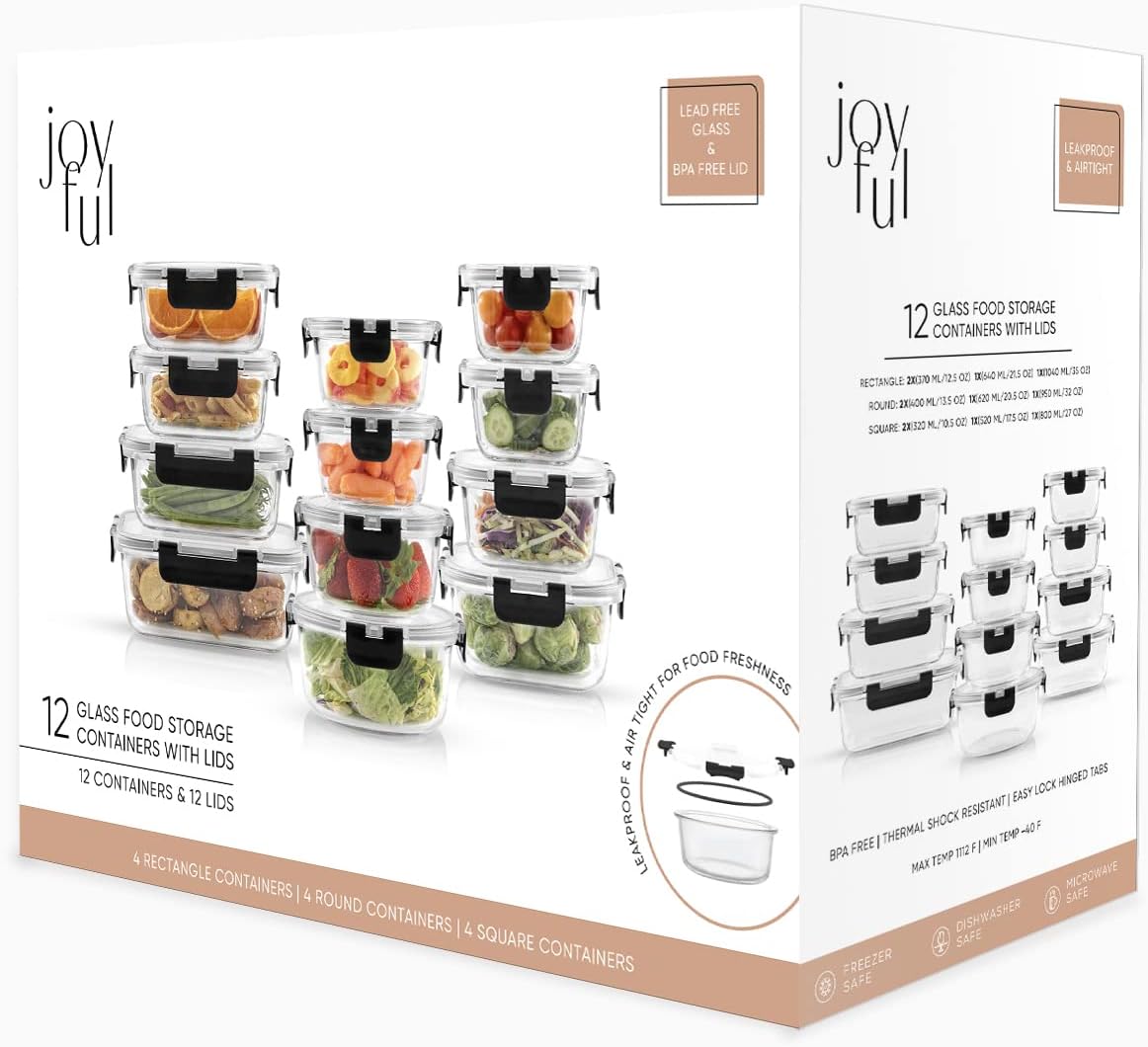 JoyJolt JoyFul 24pc(12 Airtight, Freezer Safe Food Storage Containers - Image 4